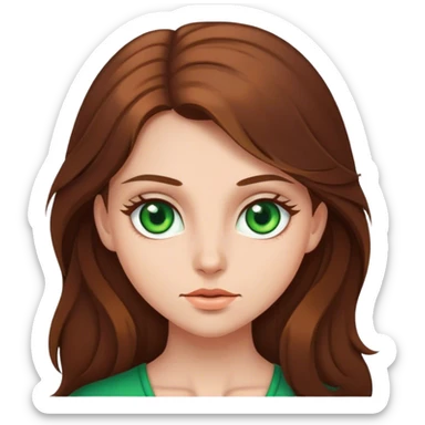 A girl with long brown hair and green eyes  sticker