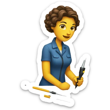 a woman with a soldering iron sticker