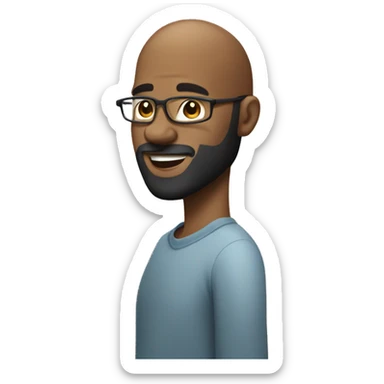 Black bald man with beard  use this same image  with smiling  sticker
