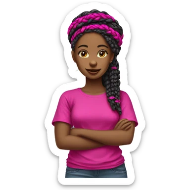 Fille avec des tresse africaine longue et fine et tee shirt fushia sticker