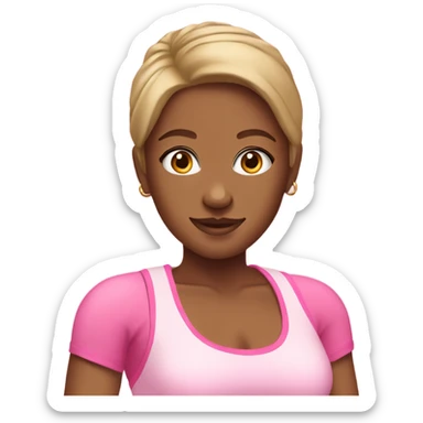 Tan girl in pink gym wear  sticker