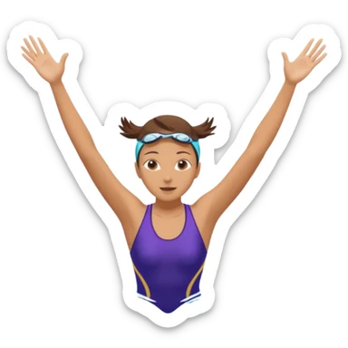 A swimmer is about to dive into the pool. She is in the pose of diving in the air with the hands above the head sticker