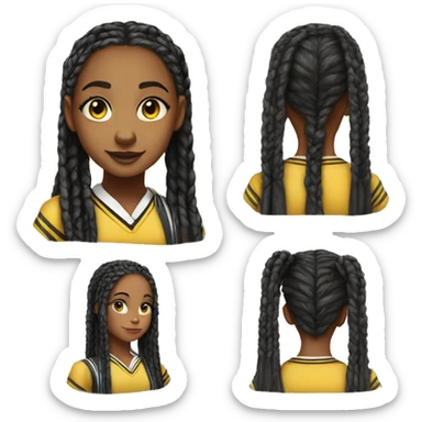  Hyper realistic girl with long box braids wearing Hufflepuff school uniform sticker