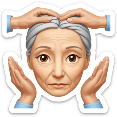 Simple emoji of a face with wrinkles being smoothed by hands,
both hands gently stretching the skin,
wrinkles visible on one part and smooth skin on the other,
clear wrinkle-reducing effect,
simple and easy-to-understand icon,
no beauty or medical elements

 sticker