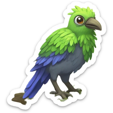 Colorful earthly muddy fresh Cool Cute Fantasy legendary swampy tree-jungle-bird plant-grass-type-Dendro-avian Fakemon full body sticker