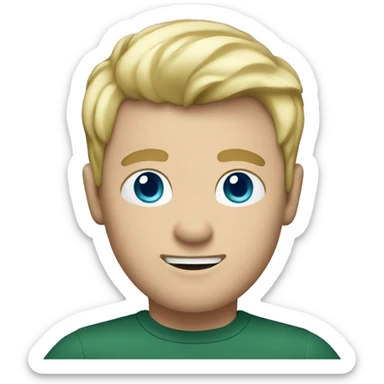 Men with blond hair and blue eyes in white pants and dark green shirt  sticker