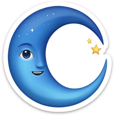 A Blue crescent moon  sticker