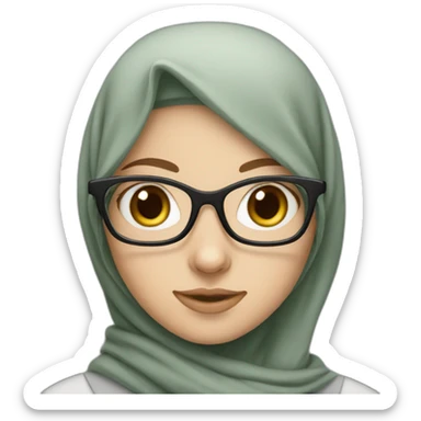 a white girl with hijab and glasses sticker