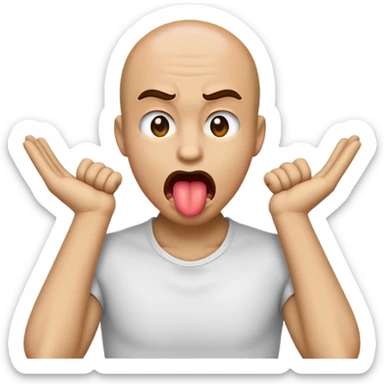 Emoji sticking out tongue mad grabbing neck arms crossed sticker