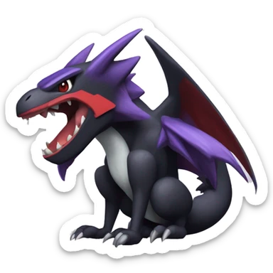 Black Cool Edgy Nargacuga-Garchomp-Noivern-Noibat Fakémon  with White and Red and purple and black Edgy markings sticker