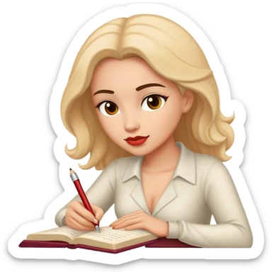 escritora mulher escrevendo um livro de romance sticker