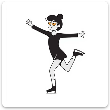 A figure skater girl with orange eye patches under her eyes sticker
