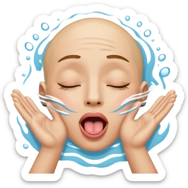 Emoji cerrando los ojos y la lengua fuera y con las manos como que estuviera nadando sticker