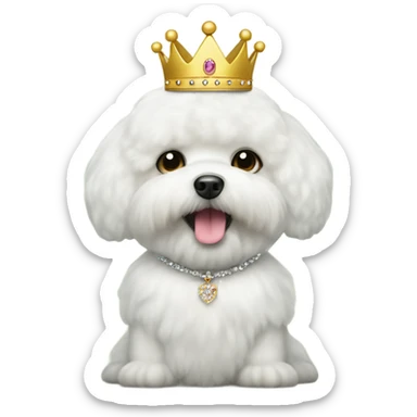 A Bichon Frise wearing a princess crown  sticker