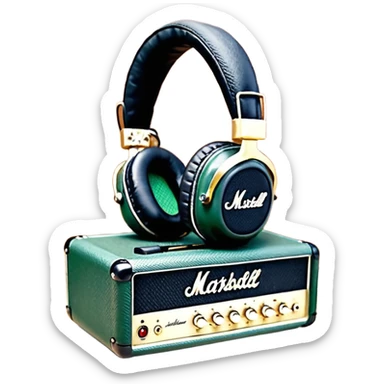  сгенери иконку накладных наушников в стиле Marshall.

Узнаваемая форма квадртаных чашек Marshall, аккуратные швы, мягкие амбушюры, прочное оголовье.
Логотип Marshall на чашках, выполненный в фирменном стиле.

 sticker