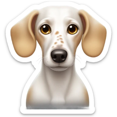 White Weiner dog with freckles on chest sticker