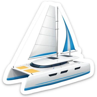 A catamaran with a white background. No wording or lettering on the boat  sticker