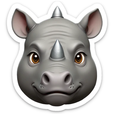 cinematic-noble-rhinoceros-portrait-emoji,-poised-and-regal,-with-a-massive,-powerful-build-and-a-thick,-deep-set-soulful-piercing-eyes,-simplified-yet-sharp-and-sophisticated-features,-highly-detailed, large eyes, slate grey hide sticker