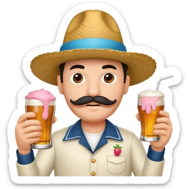 Genérame un camarón con tu tarro en mano de cerveza moderna, asomándose or un costado con cara de curiosidad  sticker