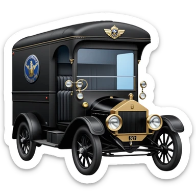 Ornate but stealth 1912 Darth Vader Rolls Royce Grumman mail truck sticker