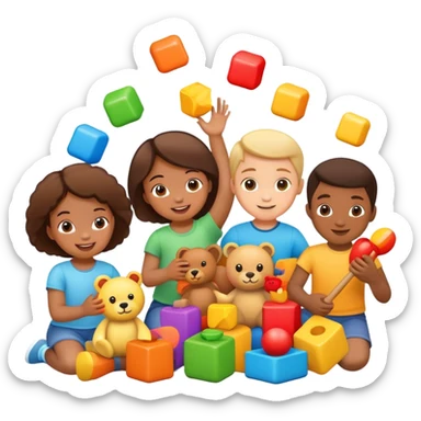 children playing with toys sticker