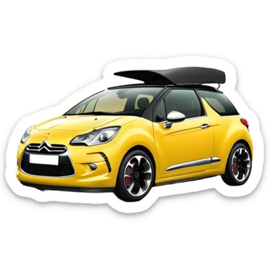 Nice Yellow car Citroen DS3 black roof sticker