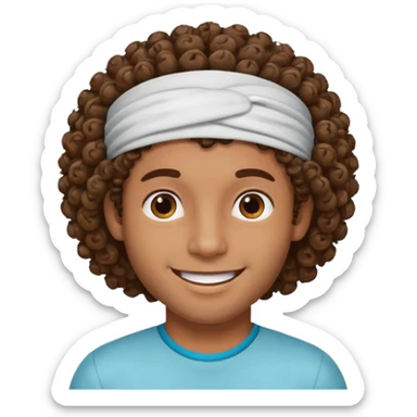 brown curly haired men with hairband sticker