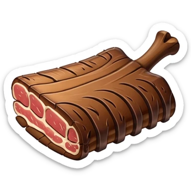 a single smoked beef rib thinner with the bone and seasoning  sticker