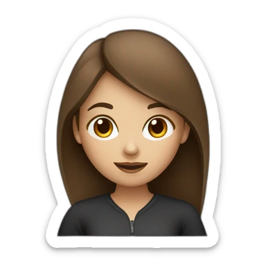 programmer girl with brown hair working with MacBook sticker