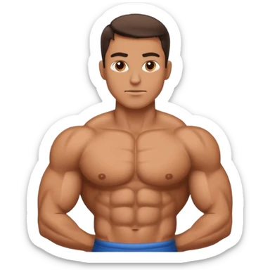 Create a buffed and defined chest view. Make chest closer in emoji. Like this one, but without emojis in his body. Also, make chest part closer sticker