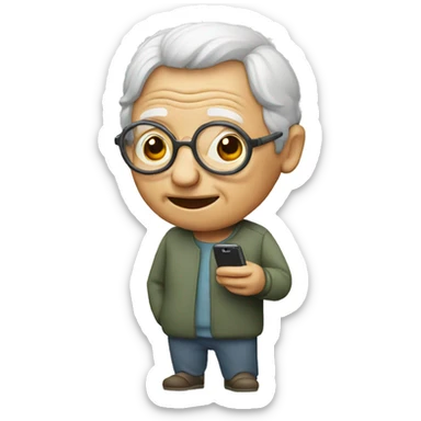old person with a cellphone sticker