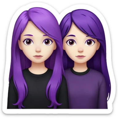 faz duas raparigas menos gótica mas com cabelo roxo comprido e outra cabelo roxo mais escuro e camisola preto sticker