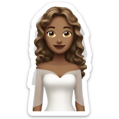 Bride with light skin and long wavy brown hair sticker