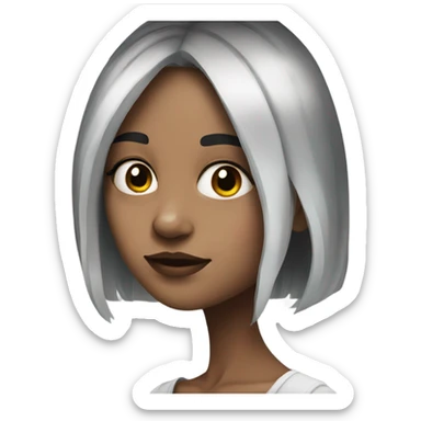 realistic portrait of girl with half black and half white hair sticker