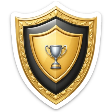 Gold shield with trophy sticker