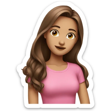 beautiful girl long brown hair pink top sticker