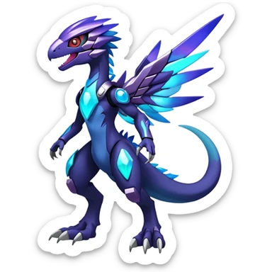 Shiny Nebula Futuristic Fakemon-Pokemon-Digimon-Spectrobes-Raptor-fusion, full body sticker