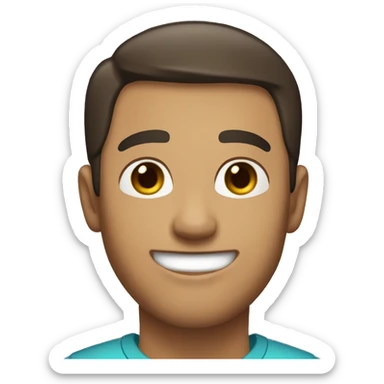 An man with light skin, short dark brown  hair, a smiling face without a beard and fit. Make him have dark brown hair sticker