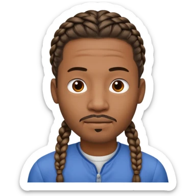 Hazme un emoji de un hombre negro con trenzas y una pequeña perilla sin bigote sticker