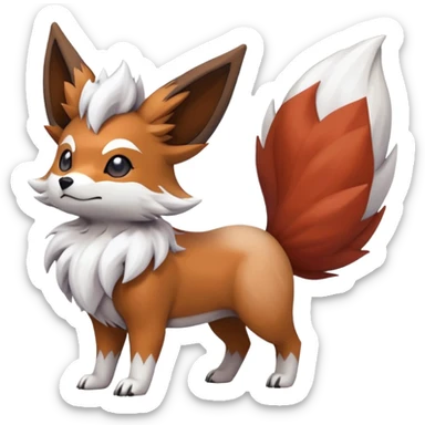 Lycanroc-Eevee-Vulpix-Fakémon-hybrid-creature (full body)  sticker