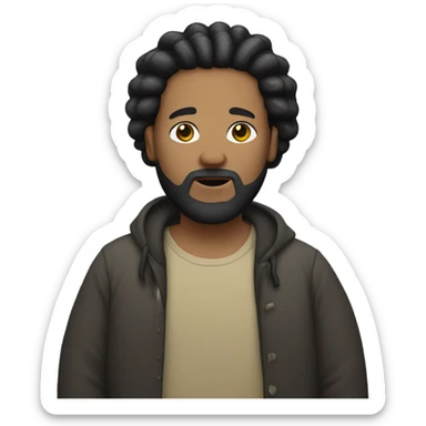 short fat light skin man with black beard and dreads sticker