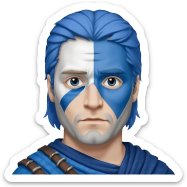 william wallace with half blue, half white face paint sticker