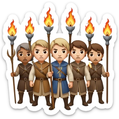 les villagois qui ont certains ont des fourches d'autres des torches sapé en moyen age sticker