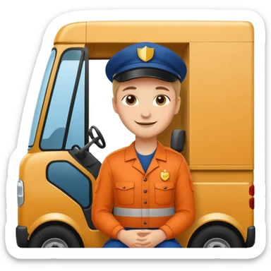 create a realistic emoji of a logistic worker parking and resting  sticker