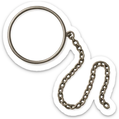 a monocle with a chain, vintage look, silver rim sticker