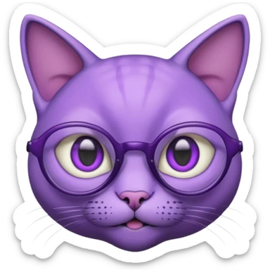 purple alien cat with no fur, and spectacles and hair sticker