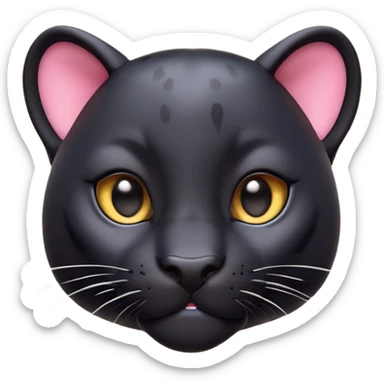 cinematic-cute-panther-portrait-emoji,-head-tilted-playfully-and-inquisitively,-with-a-smooth,-streamlined-form-accentuated-by-a-subtle-sheen-and-round,-sparkling-eyes-filled-with-charm,-simplified-yet-irresistibly-adorable-features sticker