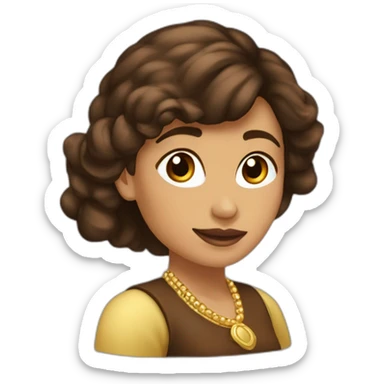 Mujer empresaria con aretes de oro de nariz respingada con tez morena clara y cabello marron liso sticker