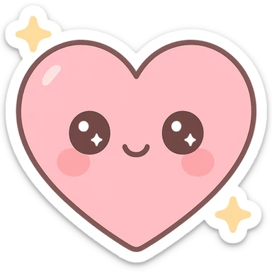 anime style heart, sparkling eyes, kawaii expression, pastel colors sticker