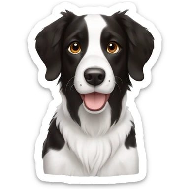 medium black and white crossbreed brittany spaniel and border collie with black face and black and white paws sticker